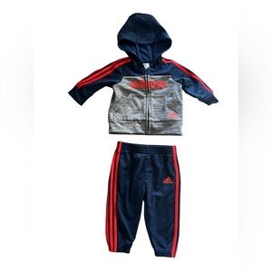 Adidas Zip Front Block Fleece Hoodie Jogger Set | 6M